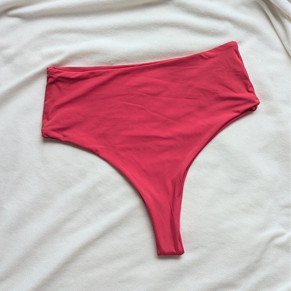PO swim by Ava Frati High Waisted Thong Bikini Bottom IGGY Bottom Red Swimsuit